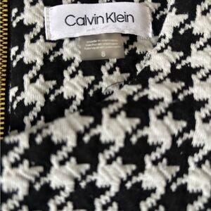 Calvin Klein Black & White Houndstooth Zip Cardigan
